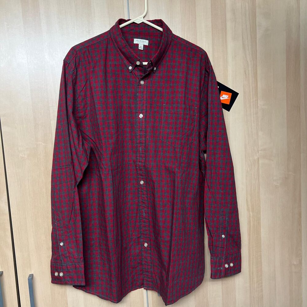 Sonoma Lifestyle Plaid Dress Shirt Red